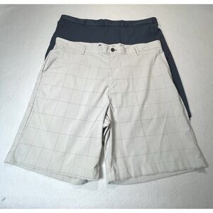 Golf Shorts Size 40 Lot Walter Hagen Navy & Chaps Golf Grey Plaid Lot Of 2